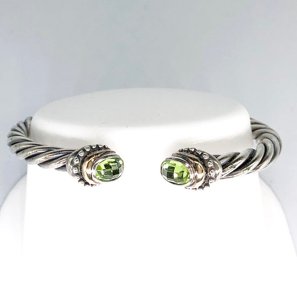 Sterling Silver & 14K Yellow Gold Accent Cable Bracelet CB0003
