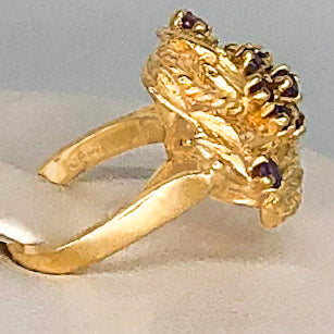 1980’s 14K Yellow Gold Amethyst Flower Ring CR0051