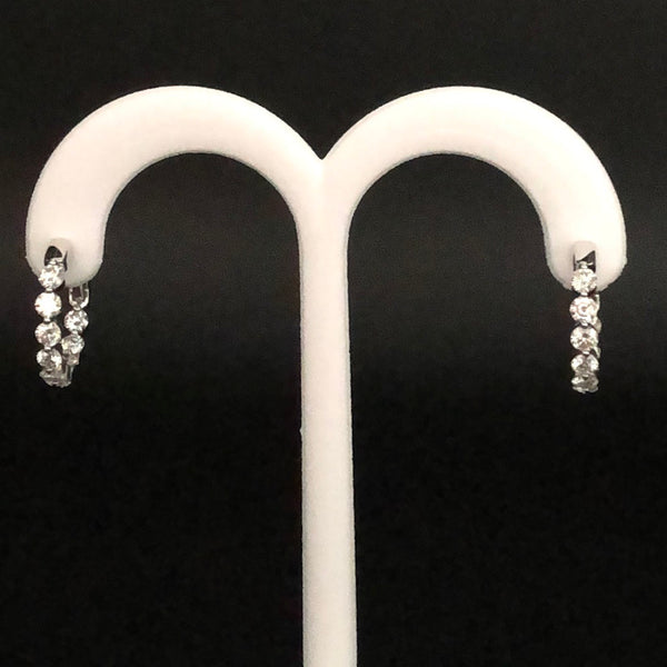 14K Yellow Gold or White Diamond Hoop Earrings