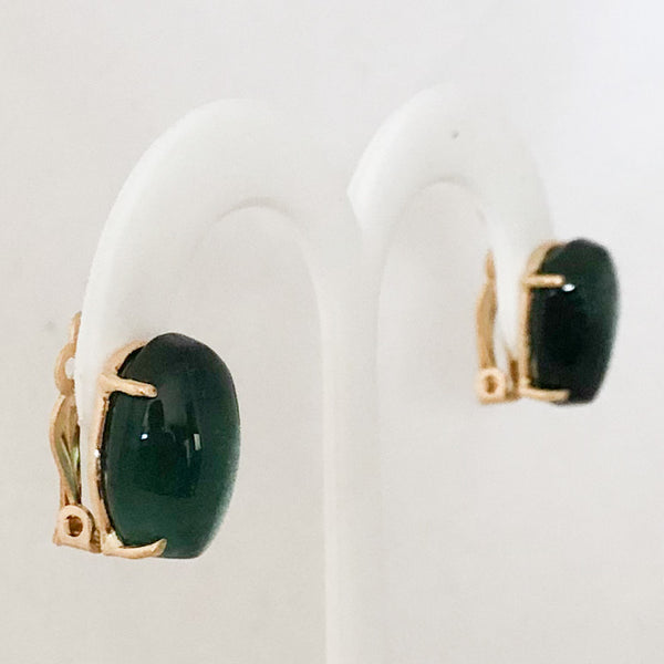 14K Yellow Gold Oval Green Tourmaline Earrings   CE0077