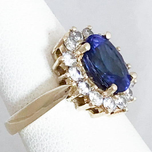 14K Yellow Gold 3.21 ct Tanzanite & Diamond Ring   CR0157