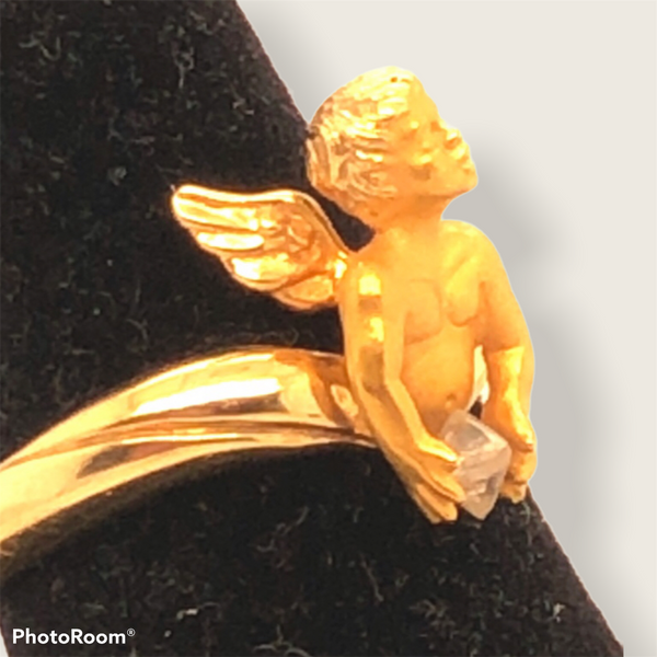 18K Yellow Gold Carrera & Carrera Winged Cherub Holding Diamond Ring  CR0222