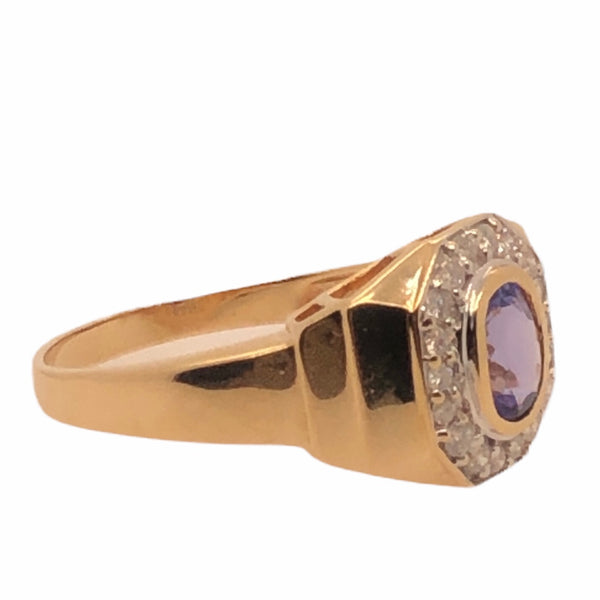 14K Yellow Gold Tanzanite and Diamond Ring  CR0236
