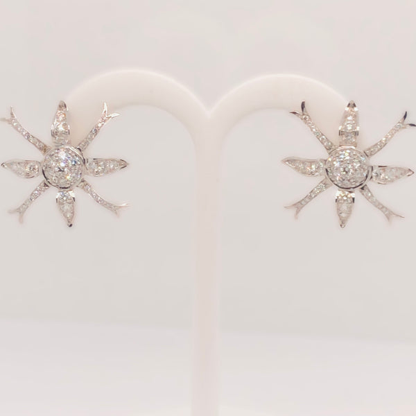 18K White Gold Faraone & Mennella Diamond Snowflake Earrings  CE0141