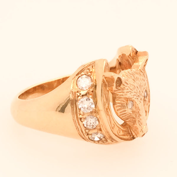 Handmade14K Fox Ring with Diamonds  CR0198