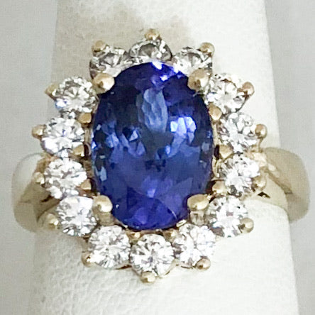 14K Yellow Gold 3.21 ct Tanzanite & Diamond Ring   CR0157