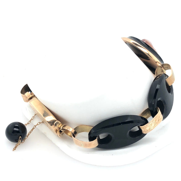 Onyx, Gold, & Cameo Bracelet  JH0003