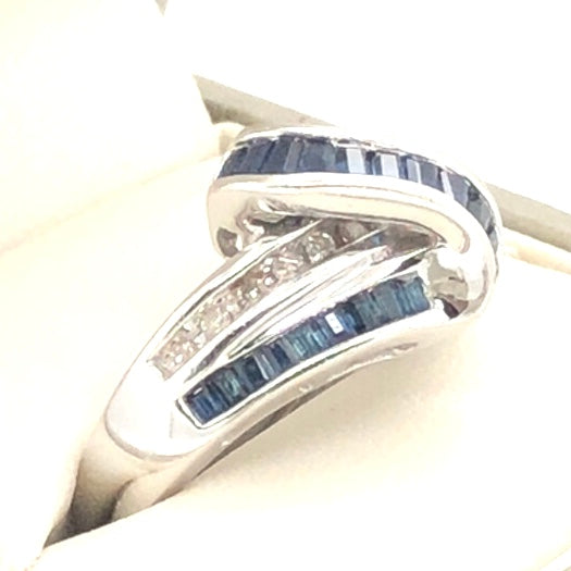 14K White Gold Sapphire & Diamond Rind  CR0316