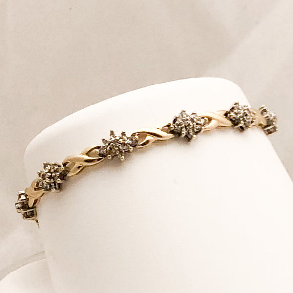14K Yellow Gold Link Bracelet with Diamonds   CB0052