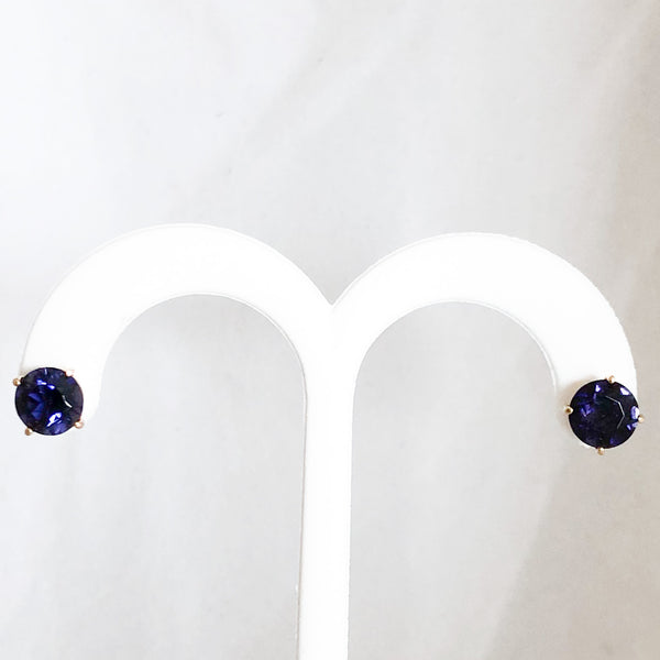 14K Yellow Gold 3.70  cttw Blue/Purple Iolite Stud Earrings   CE0089