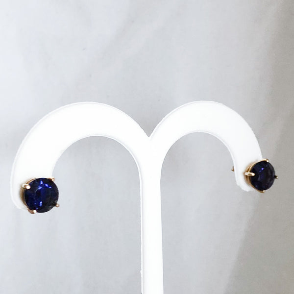 14K Yellow Gold 3.70  cttw Blue/Purple Iolite Stud Earrings   CE0089