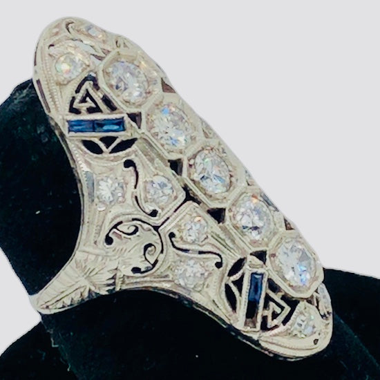 Art Deco Platinum Old Cut Diamond "Knuckle" Ring   CR0262