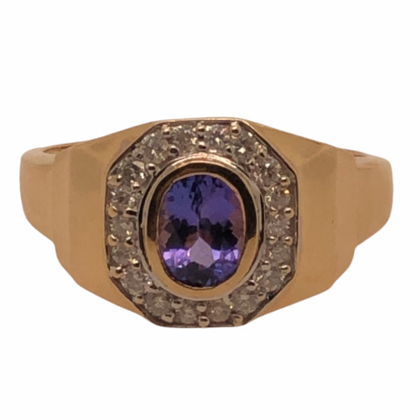14K Yellow Gold Tanzanite and Diamond Ring  CR0236