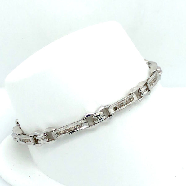 14K White Gold Diamond Linke Bracelet  CB0119