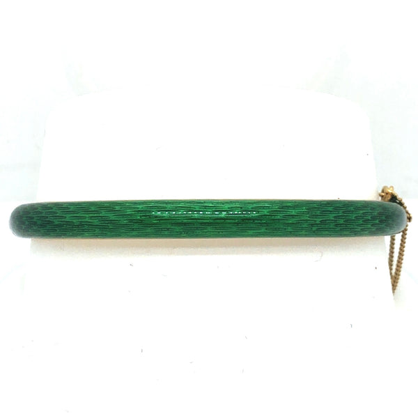 18K Yellow Gold Green Enamel Hinged Bangle Bracelet  CB0112