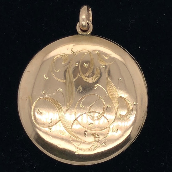 10K Yellow Gold Large Round Locket Pendant  CPend0054