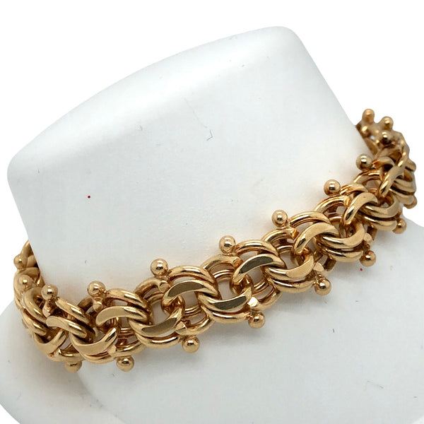 Weighty 14K Yellow Gold Double Spiral and Spike Charm Bracelet  CB0108