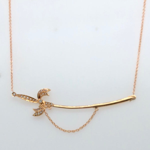 14K Rose Gold Sword Jabot Pendant on 14K Rose Gold Chain  CN0085
