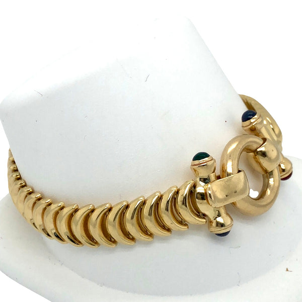 14K Yellow Gold Curved Link Front Toggle Closure Bracelet  CB0105