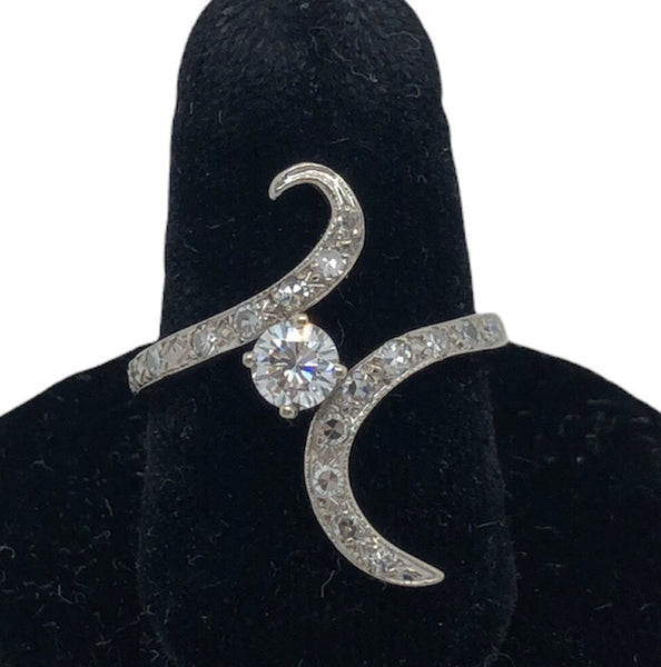 Very Interesting 14K White Gold and Diamond Swirl Ring  CR0263