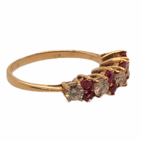 14K Yellow Gold Ruby and Diamond Band Ring  CR0238