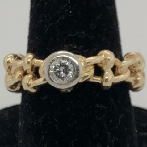 14K Yellow Gold Link Band with Bezel Set Diamond  CR0340