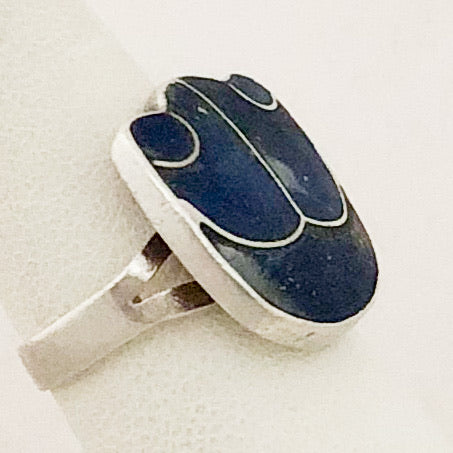 Sterling Silver Handmade Inlaid Lapis or Sodalite Ring    JSI0135