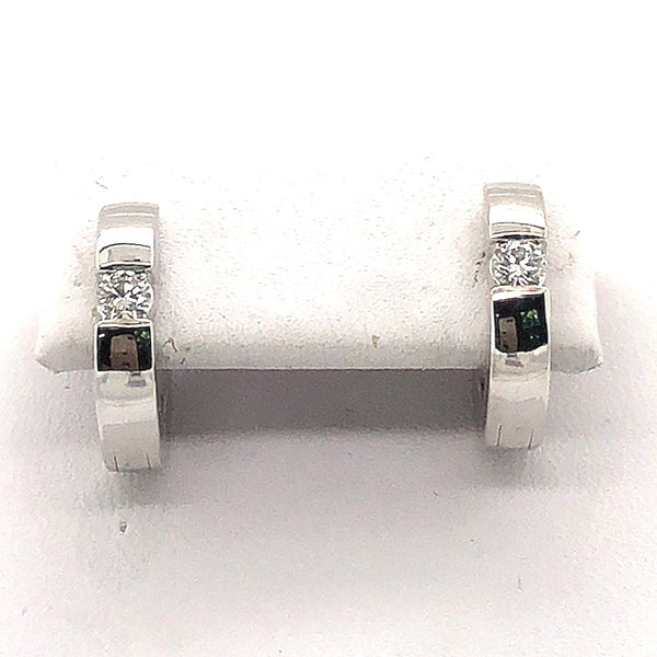 14K White Gold Huggie Earrings with Diamonds  SI0418