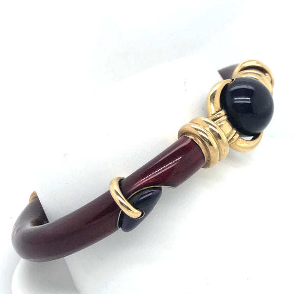 18K Yellow Gold Navy and Burgundy Enamel Bracelet  JH0002
