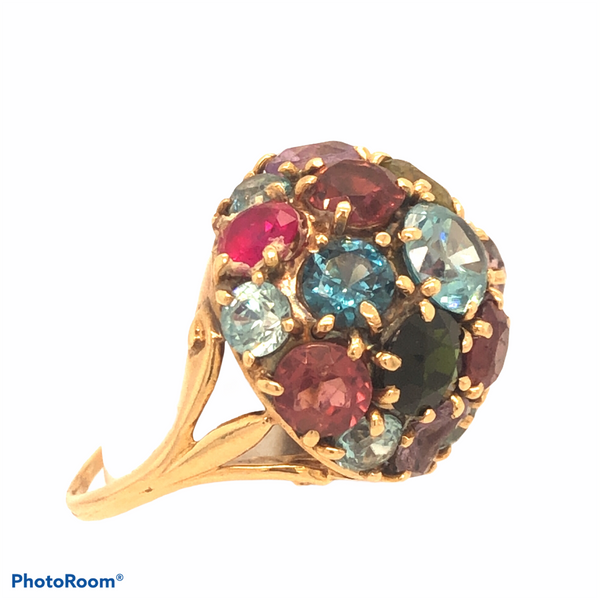 Vintage Multi Gem Dome Ring   CR0221