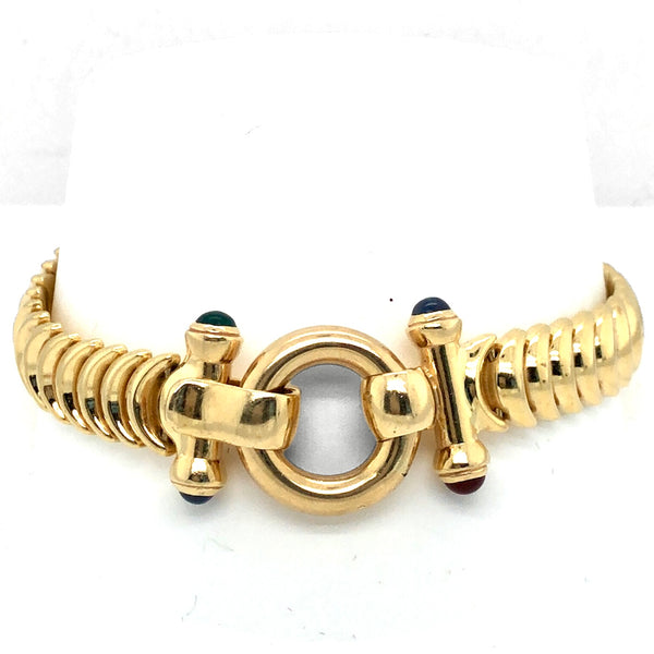 14K Yellow Gold Curved Link Front Toggle Closure Bracelet  CB0105