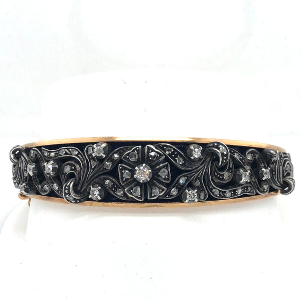 Georgian Diamond 14K Rose Gold Bangle  JH0001