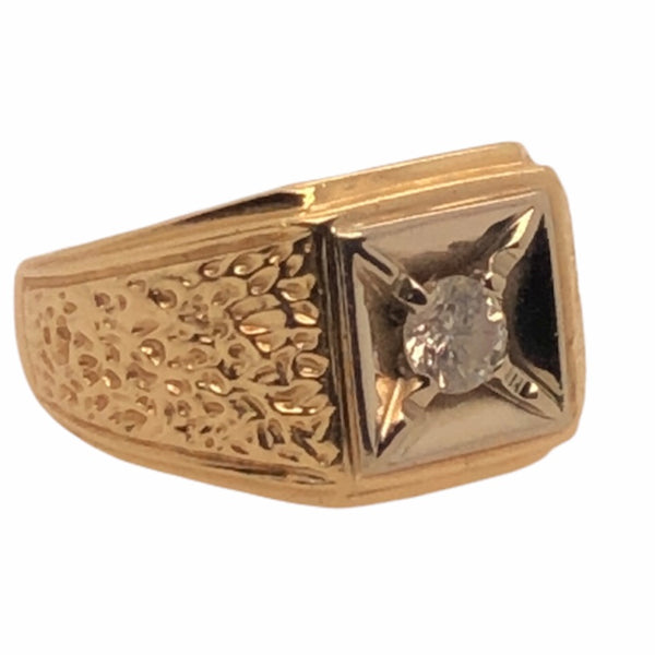 14K Yellow Gold/White Gold Diamond Ring with Square Setting  CR0237