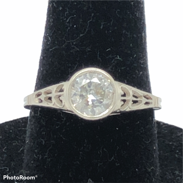 14K White Gold Art Deco Diamond Ring  CR0219