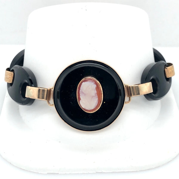 Onyx, Gold, & Cameo Bracelet  JH0003