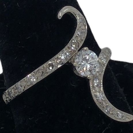 Very Interesting 14K White Gold and Diamond Swirl Ring  CR0263