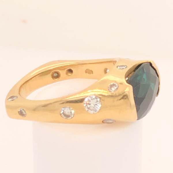 18K Yellow Gold Beautiful Indicolite Tourmaline Ring  CR0192