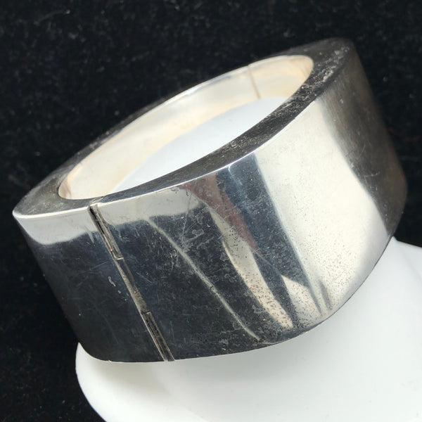 Sterling Silver Squared Off Chunky Bangle Bracelet   CB0239