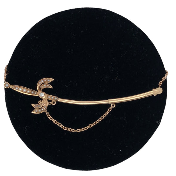 14K Rose Gold Sword Jabot Pendant on 14K Rose Gold Chain  CN0085